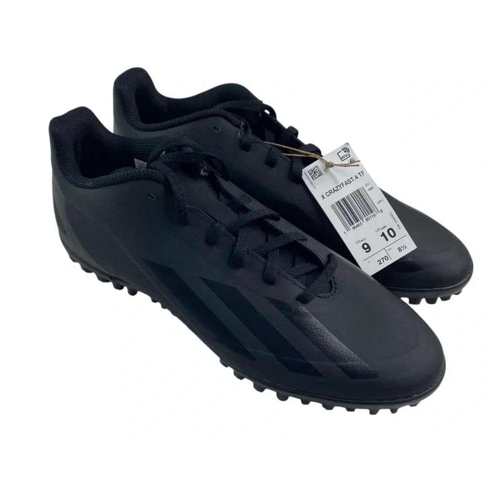 NWT ADIDAS X CRAZYFAST.4 TF SOCCER SNEAKER Black Mens 9